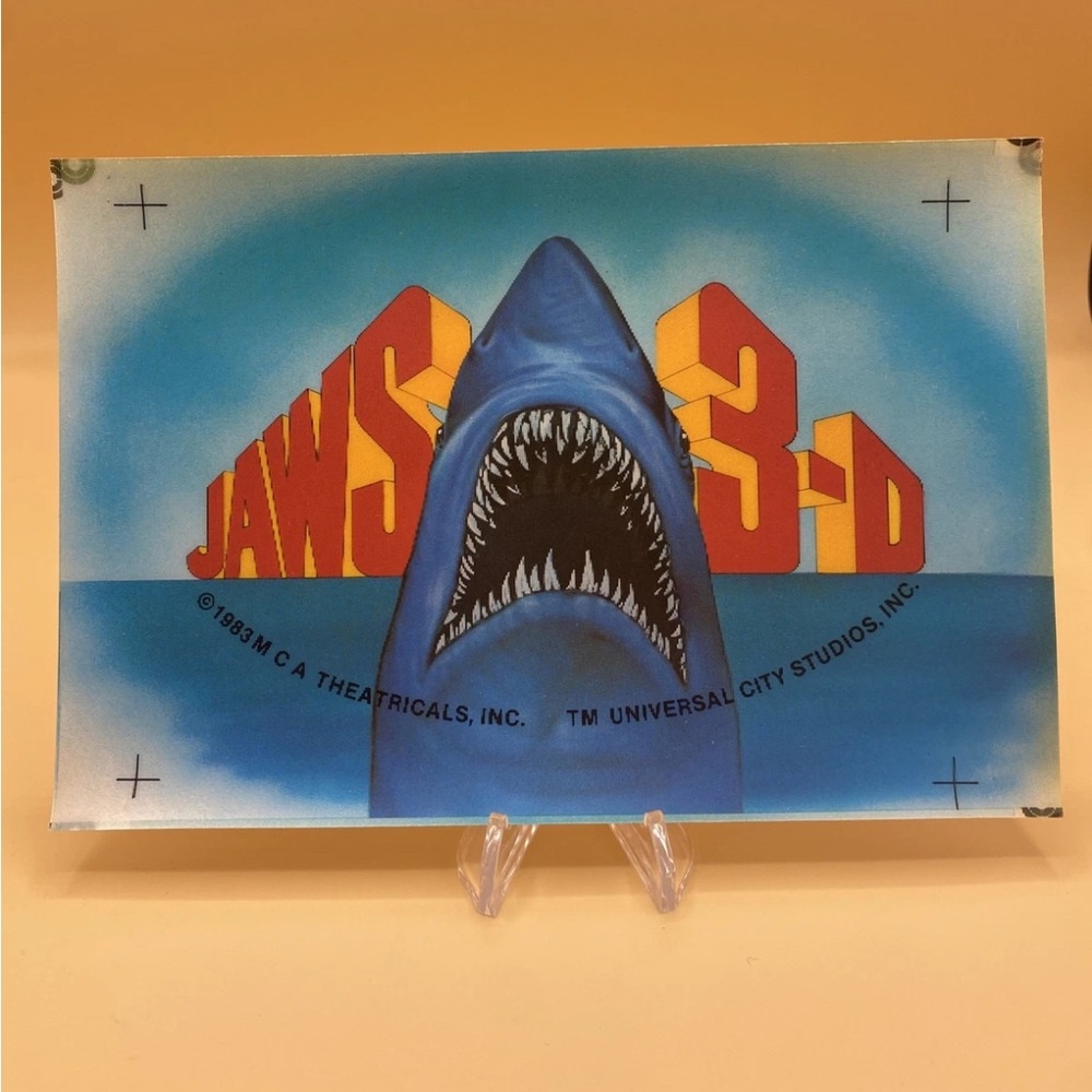 VTG JAWS 3-D promotional flicker PROMO CARD 8.5”x5.5” - Original 1983 - Vintage.